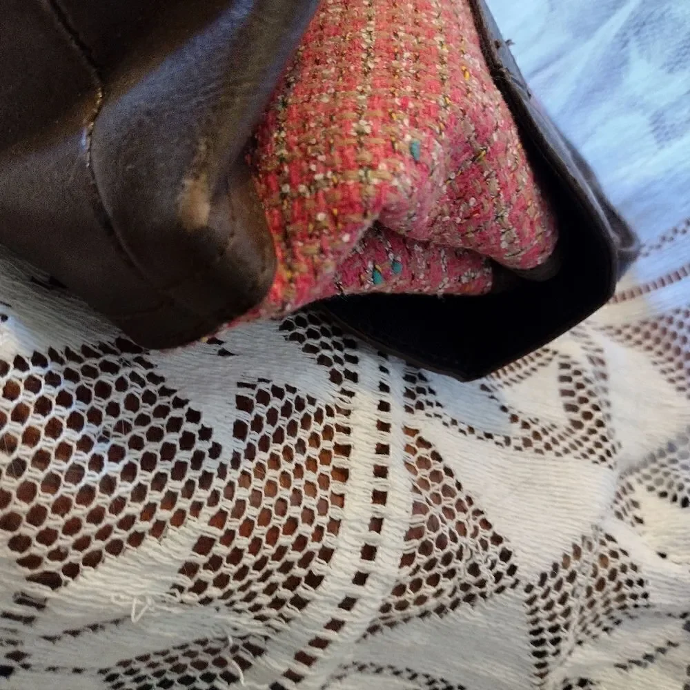 Unbranded leather and woven handbag